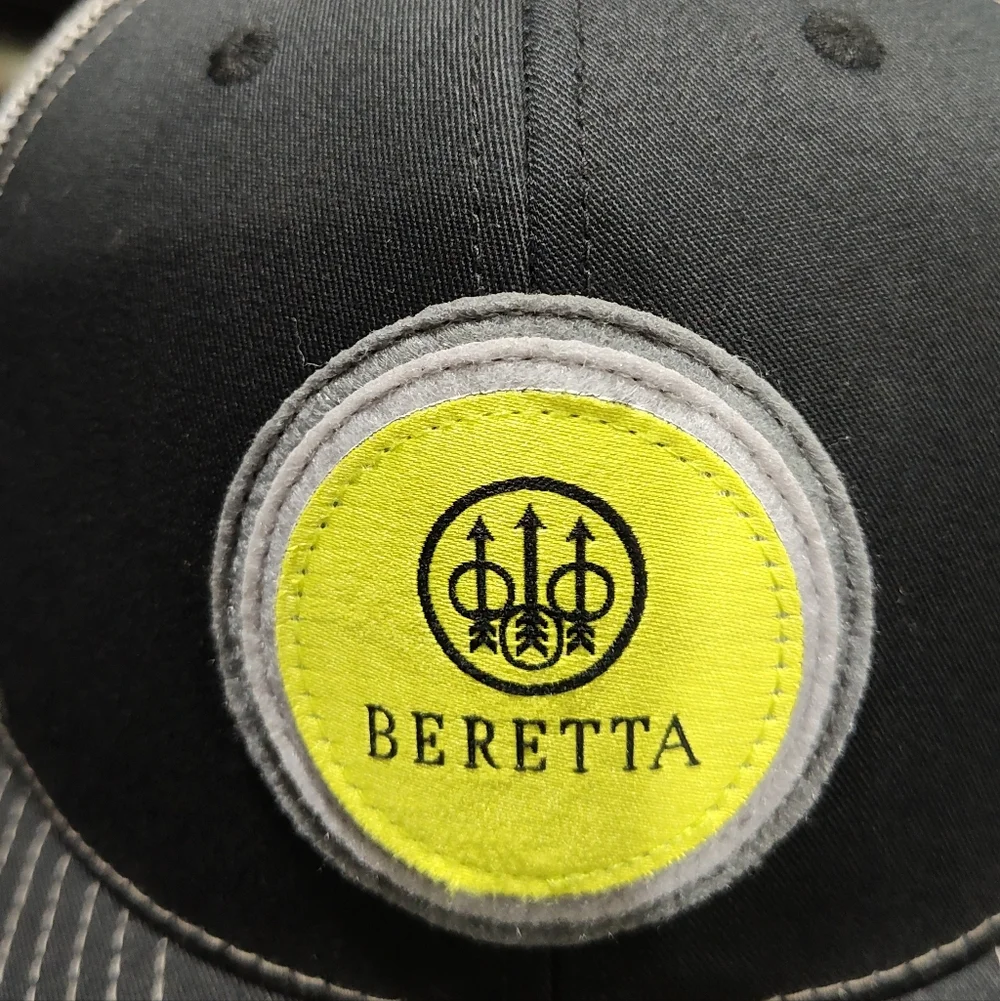Beretta Trucker Hat/Cap Rich 112 Trckr - Circle Patch Blk/Yellow, Gray Mesh, OS